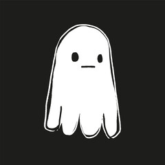 Black doodle ghost in minimalistic style