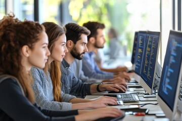 Group of business people and software developers working as a team in office, Generative AI