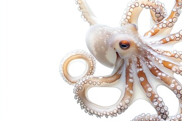 Octopus swimming and changing color isolated on a white background