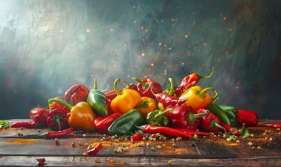 Wall Mural - National Pepper Month celebrating the variety and spice of peppers throughout November