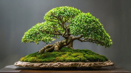 Wall Mural - Exploring a table book dedicated to the art of bonsai trees, with detailed care tips and beautiful images.