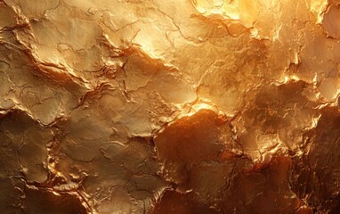 A detailed close-up of a golden nugget's textured surface, illuminated by a soft, warm light