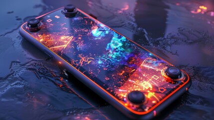 Poster - Imagine a smartphone with a built-in gaming console, offering high-performance gaming on the go with stunning graphics and responsive controls.