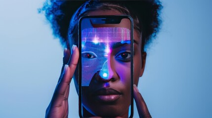 Canvas Print - Imagine a smartphone with biometric security features, including facial recognition and fingerprint scanning, to keep your data safe and accessible only to you.