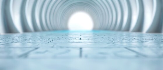 Wall Mural -  An abstract image of a tunnel ending in a bright light and a blue sky