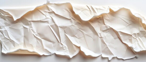 Wall Mural -  A detailed view of a creased paper, resembling a wave in white