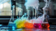 © Flowaiart - Colorful Chemical Reactions in Laboratory with Vibrant Smoke Effects