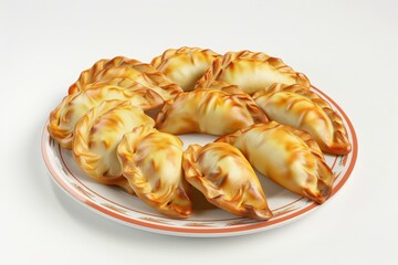 Wall Mural - Empanadas on a plate in the white background