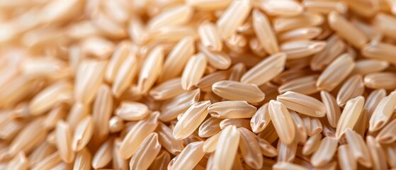 Wall Mural -  A close-up view of a pile of brown rice or oatmeal