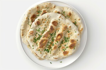 Sticker - garlic naans on plate in white background