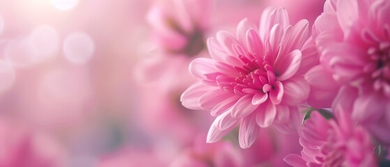 Wall Mural -  A tight shot of a pink blossom against a softly blurred backdrop, featuring a bolt of light in the distance