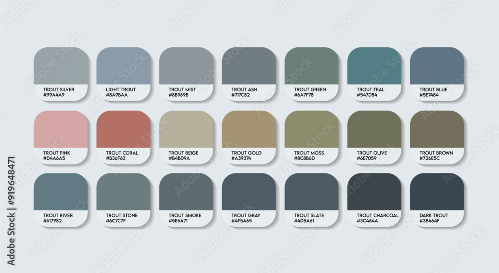 Trout Gray Color Palette, Trout Gray Color Guide Palette with Color ...