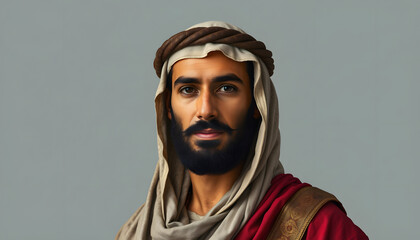 Sticker - Portrait of a 12th Century Arab Man: Historical and Cultural Insights isolated with white highlights, png