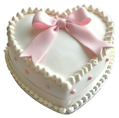 Sticker - PNG  Heart-shaped cake with pink bow