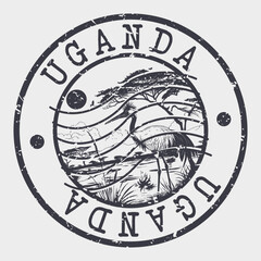 Canvas Print - Uganda Stamp Postal. Silhouette Seal. Passport Round Design. Vector Icon. Design Retro Travel. National Symbol.