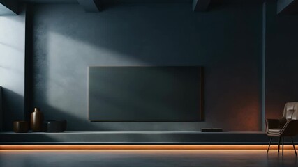 TV mock up in modern living room background. Contemporary interior design	
