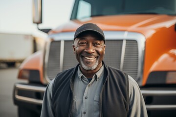 Wall Mural - Portrait of a middle aged male truck driver