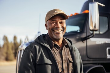 Wall Mural - Portrait of a middle aged male truck driver