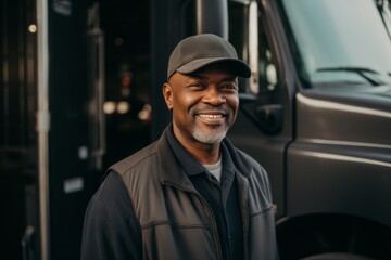 Wall Mural - Portrait of a middle aged male truck driver