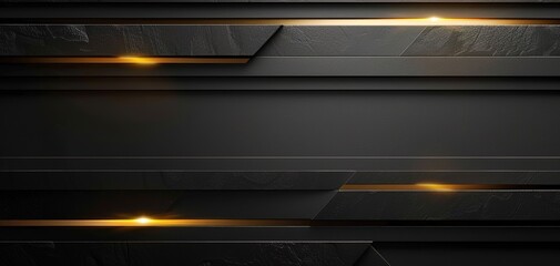 Abstract background of dark gray textured panels with golden accents.