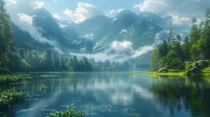 a clear, blue lake with mountains in the background and trees along the shore.