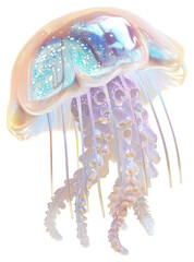 Poster - PNG Iridescent jellyfish digital art