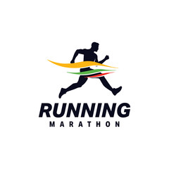 Wall Mural - Running marathon logo design template