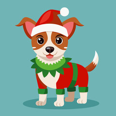 make a cute dog is celebrating christmas day vector art illustration