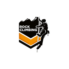 Poster - Rock climbing logo design illustration