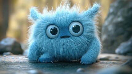 Cute and adorable furry little monster 3D looking concept character background wallpaper AI generated image