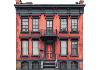 Sticker - Old windows in a building. Old tenement house on a bright background.