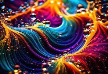 Wall Mural - stunning close dynamic colorful chemical reactions displaying vibrant visual patterns intricate text