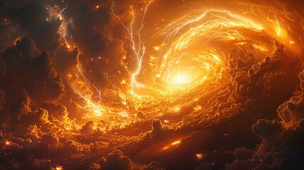 Wall Mural - Fiery Vortex of Lightning