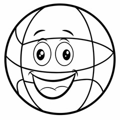 Basketball with smile outline full seeable art vector