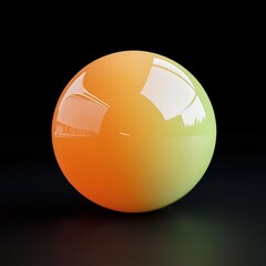 Poster - A glossy orange and green sphere with a white reflection on the top against a black background.