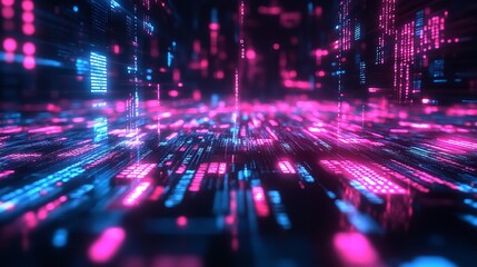 Neon-Lit Hacker Code Background Ideal for Tech Projects