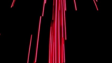 Wall Mural - video of bright red laser beams streaking downward against dark background, creating dynamic lines o
