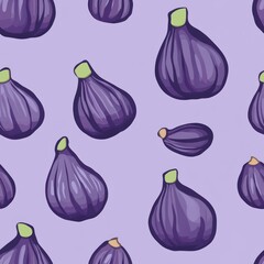 Canvas Print - Seamless pattern of purple figs on a lilac background.