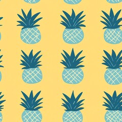 Canvas Print - Blue and Yellow Pineapple Pattern.