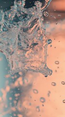 Canvas Print - Closeup of water splash with air bubbles against an orange and blue background.