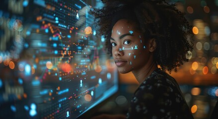Woman Looking at Data