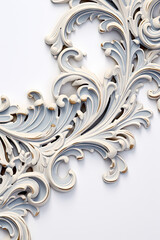 Sticker - Ornament or element of art nouveau ceramic foliage frame corner. Close up luxury decoration with stylized leaves.