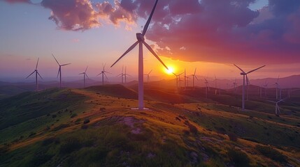 Sticker - Wind Turbines at Sunset