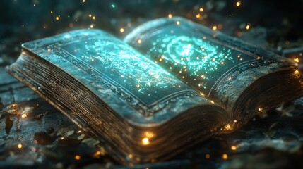 Mystical Book with Glowing Symbol