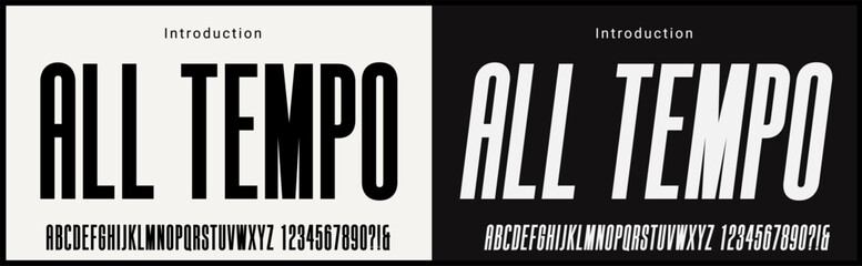 Wall Mural - condensed vector fonts. alphabet of sans serif font with modern typography. bold and tall vector fon