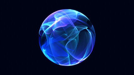 Wall Mural - vibrant glowing particle 3d sphere. virtual ai assistant concept. abstract technology, science, engi