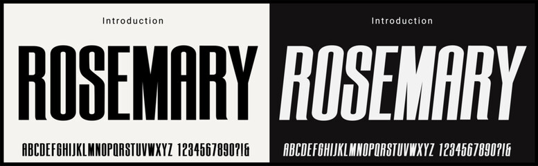 Wall Mural - condensed vector fonts. alphabet of sans serif font with modern typography. bold and tall vector fon