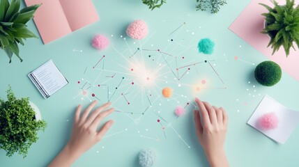 Wall Mural - a team of developers using a project management tool, with colorful graphs and timelines representin