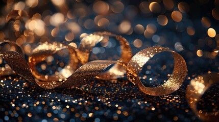 Sticker - Golden Ribbon on Sparkling Background