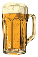 Poster - PNG Silkscreen illustration of a pint of beer drink lager glass.